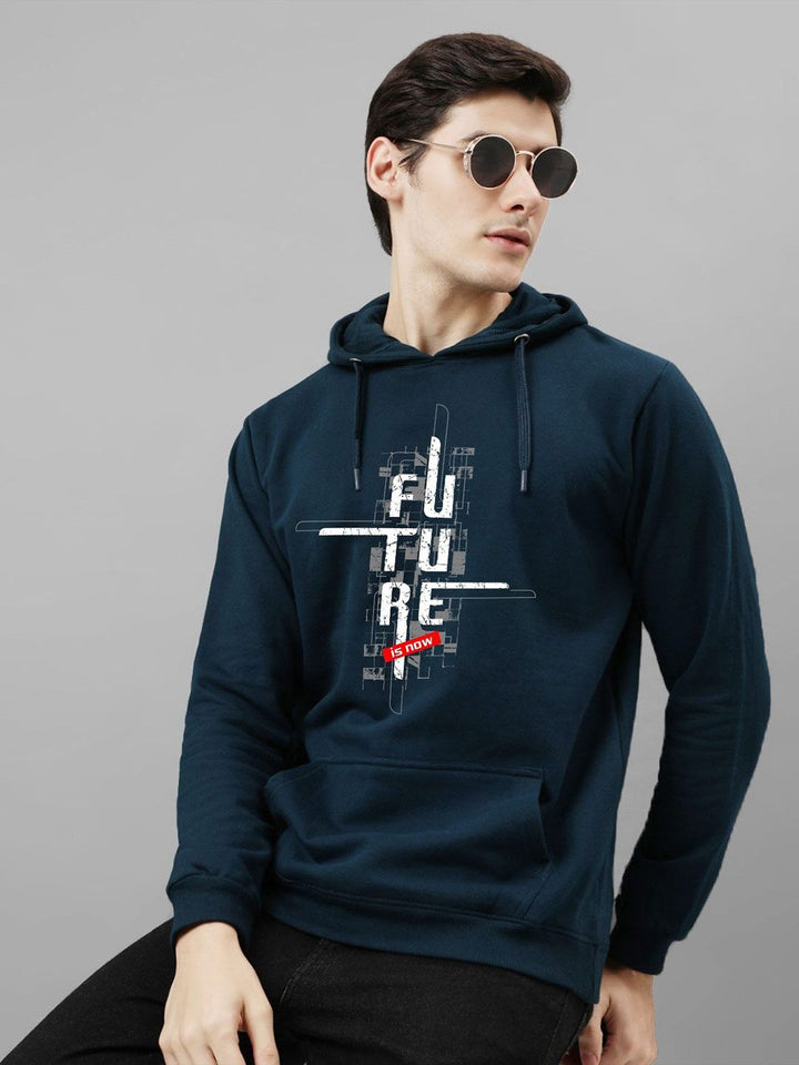ADRO Men Printed Hooded Pullover Sweatshirt