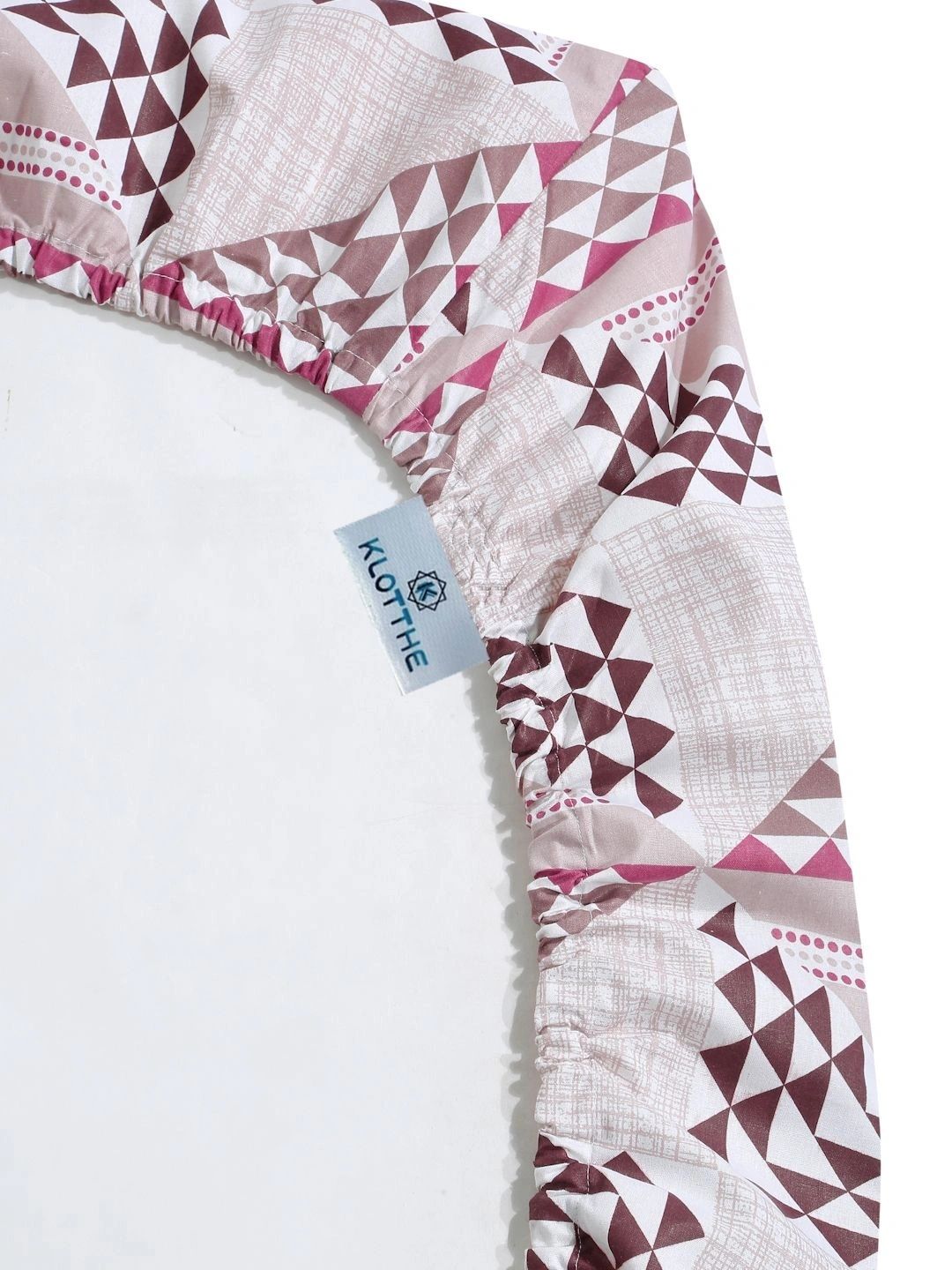 Moda Rapido X KLOTTHE Pink & White Geometric 400 TC Single Bedsheet with 1 Pillow Covers
