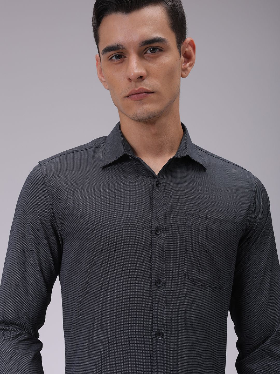 The Indian Garage Co. X Luxe Men Cutaway Collar Solid Slim Fit Formal Shirt