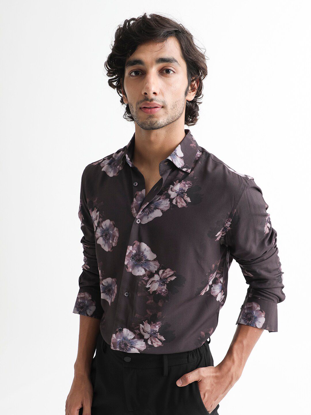 RARE RABBIT Men Muds Regular Fit Floral Printed Cotton Shirt
