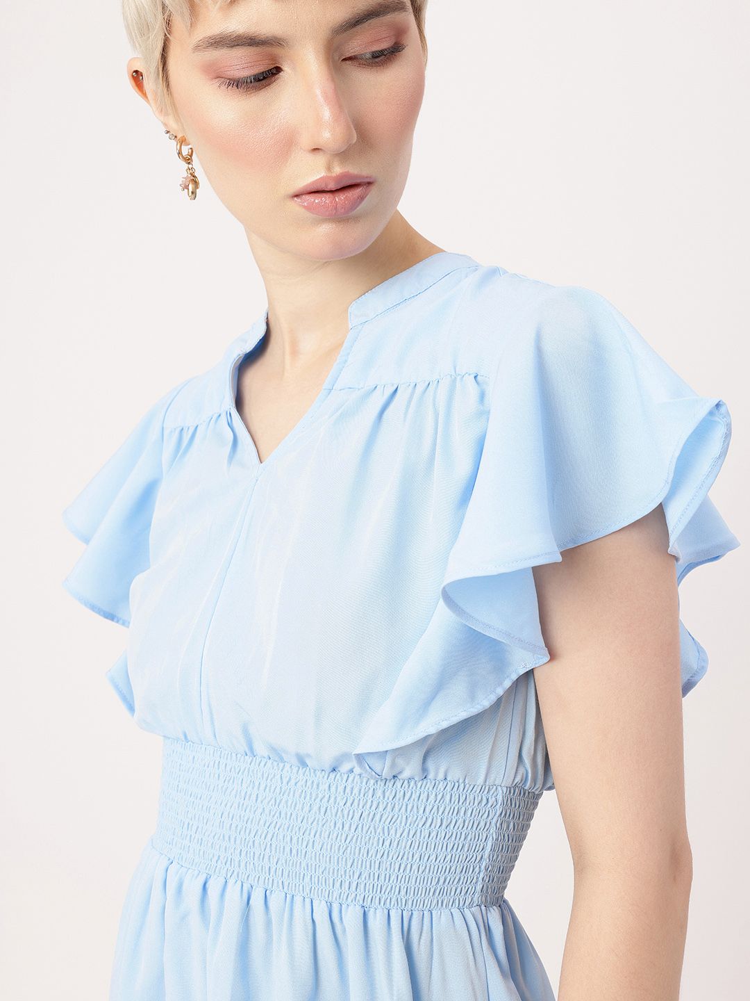 DressBerry Summery Flutter 'Smocking' Hot Fit & Flare Dress