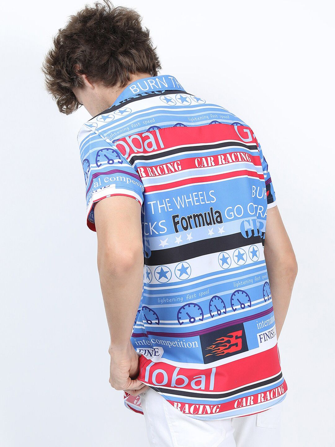 HIGHLANDER Men Blue Slim Fit Printed Casual Shirt