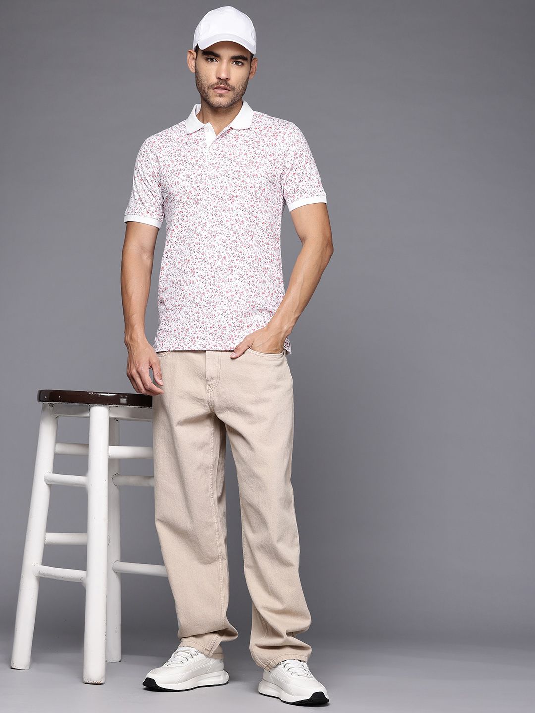 Raymond Printed Polo Collar Pure Cotton Slim Fit T-shirt