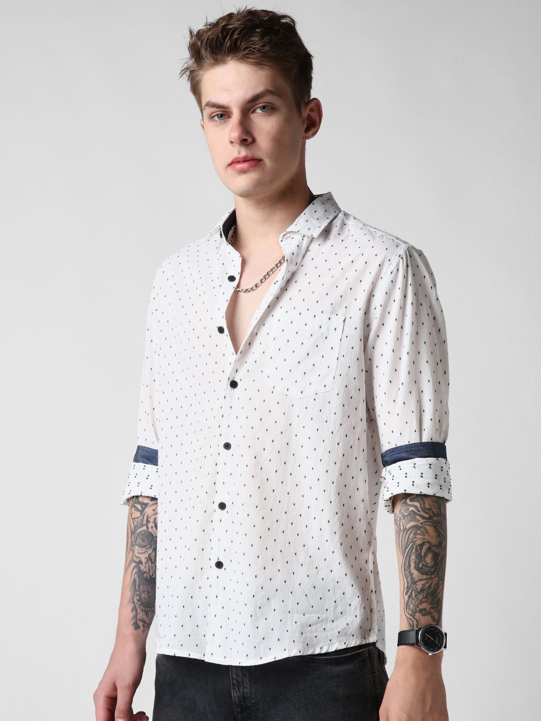 VASTRADO Men Classic Slim Fit Opaque Printed Casual Shirt