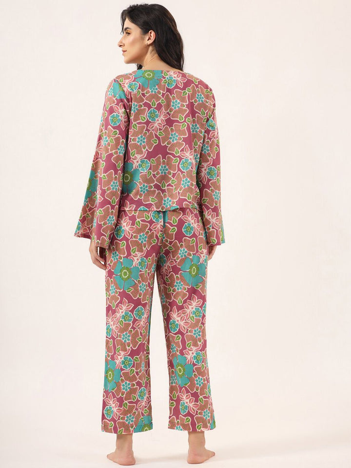 Sanskrutihomes Floral Printed Pure Cotton Night Suit