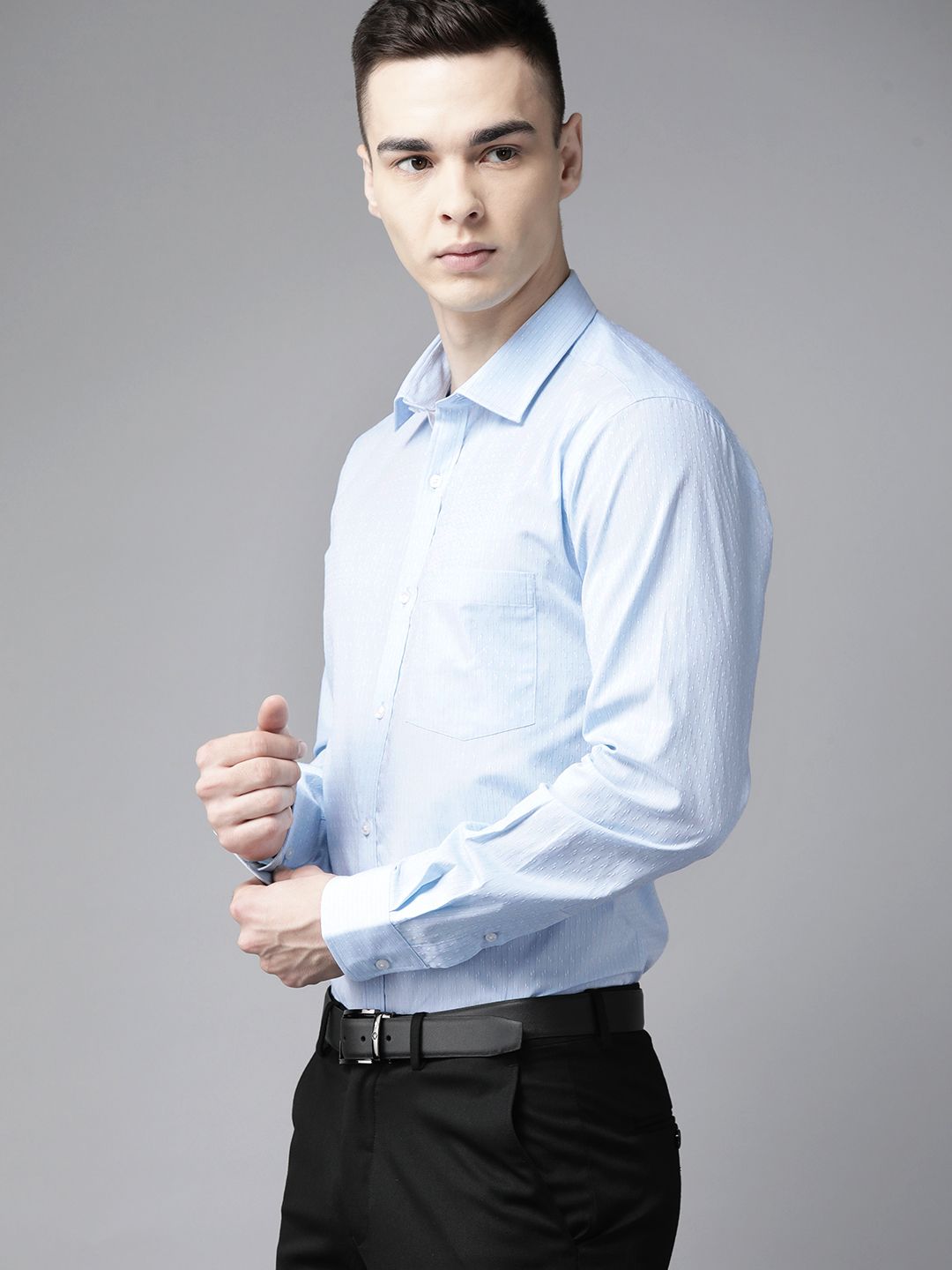 Park Avenue Pure Cotton Self-Design Slim Fit Formal Shirt