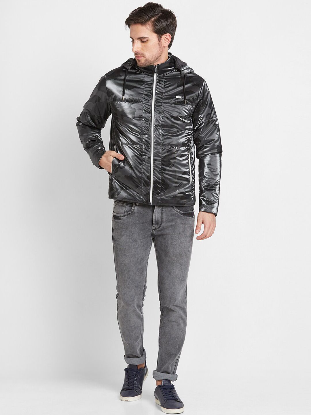 Being Human Camouflage Printed Hooded Puffer Jacket