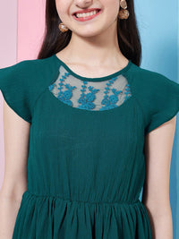 pspeaches Girls Extended Sleeve Lace Inserts Fit & Flare Dress