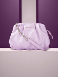 Lino Perros Lavender Solid Ruched Structured Shoulder Bag