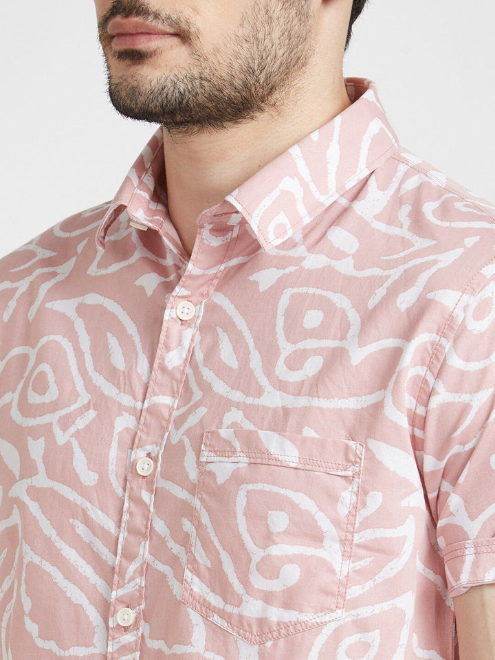 SPYKAR Classic Abstract Printed Spread Collar Opaque Cotton Casual Shirt