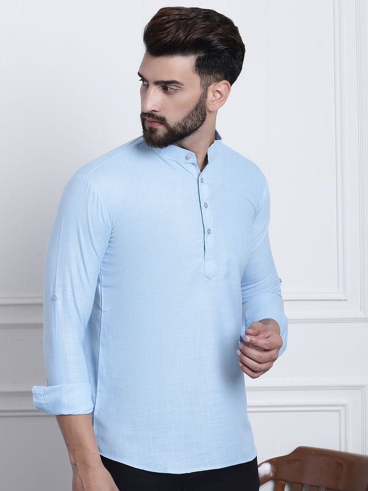 SOJANYA Men Blue Solid Kurta
