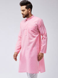 SOJANYA Men Pink Solid Straight Kurta