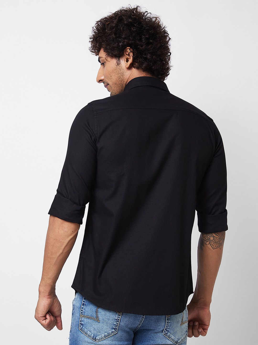 SPYKAR Cotton Spread Collar Opaque Casual Shirt