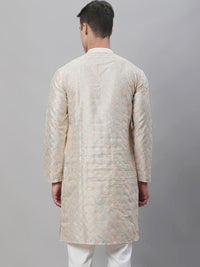 SOJANYA Band Collar Sulam Cotton Silk Kurta
