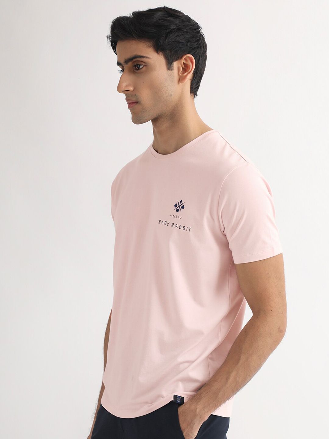 RARE RABBIT Men Castel Round Neck Cotton Slim Fit T-Shirt
