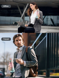 Pexpo Pink & Green Colourblocked Stainless Steel Double Wall Vacuum Water Bottle-740 ml