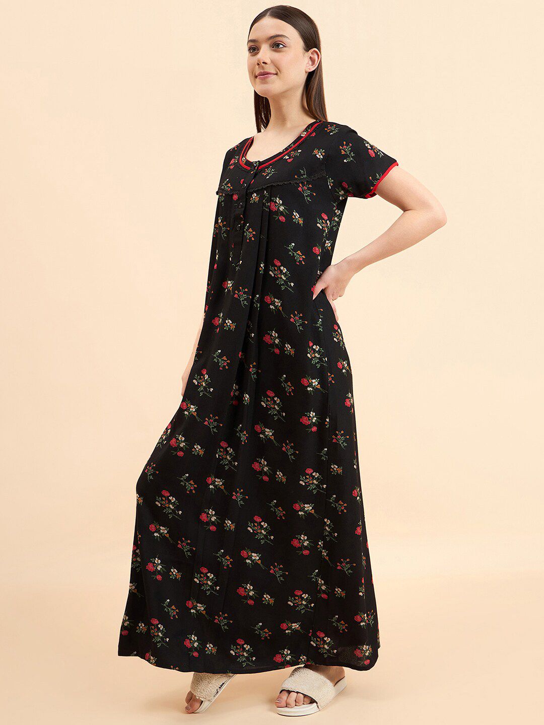 Sweet Dreams Floral Printed Pure Cotton Maxi Nightdress