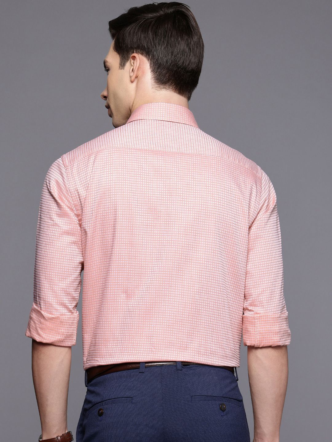 Raymond Slim Fit Self Checked Pure Cotton Formal Shirt