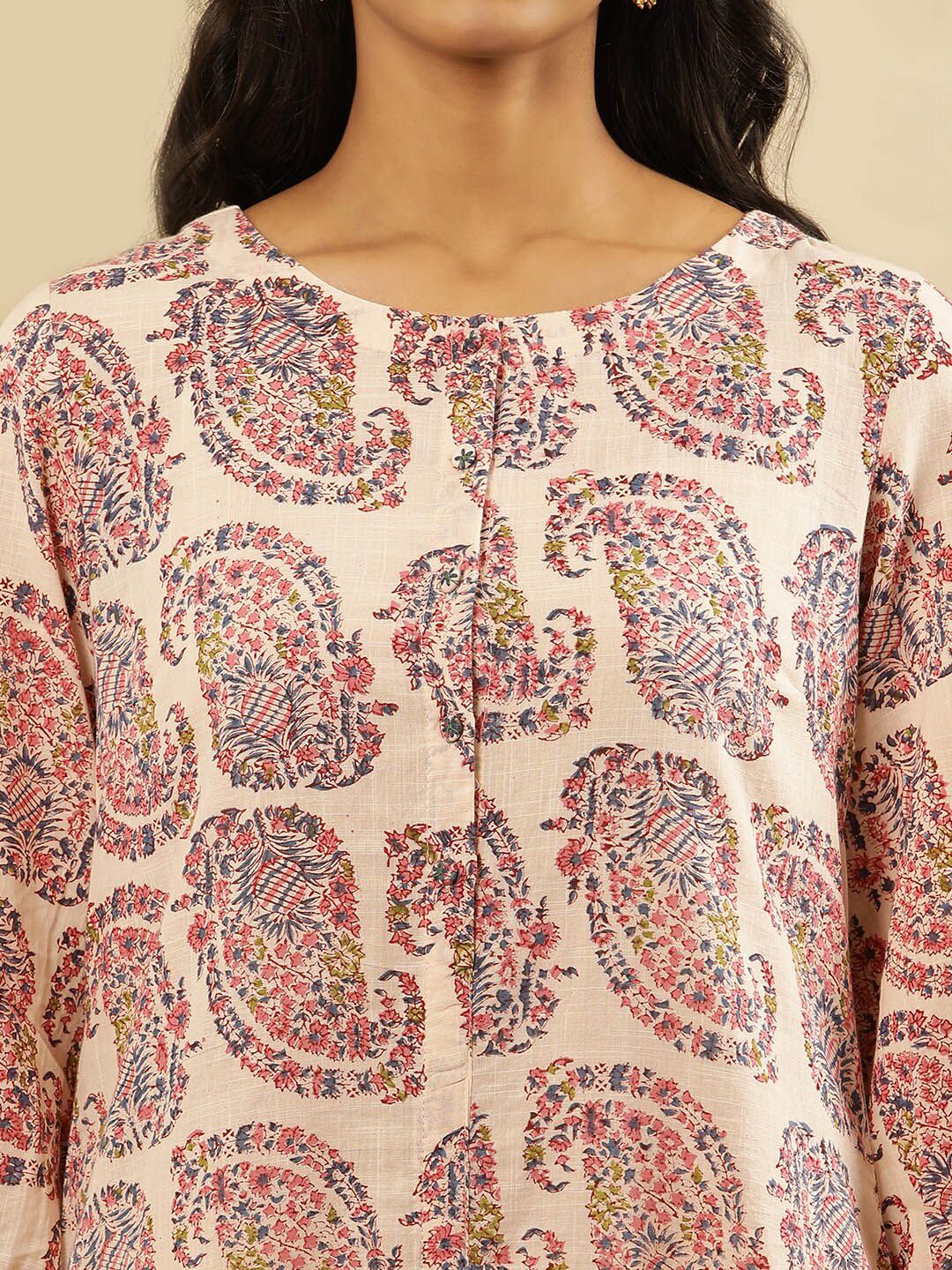 W Ethnic Motifs Printed A-Line Cotton Kurta