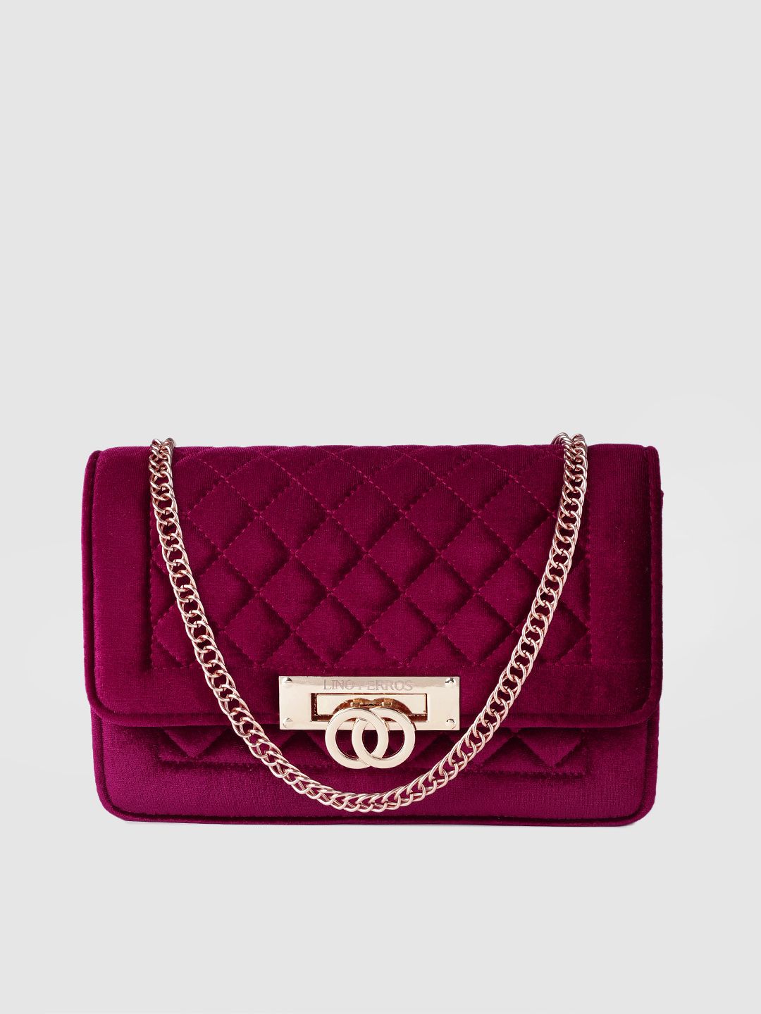 Lino Perros Magenta Quilted Velvet Satchel