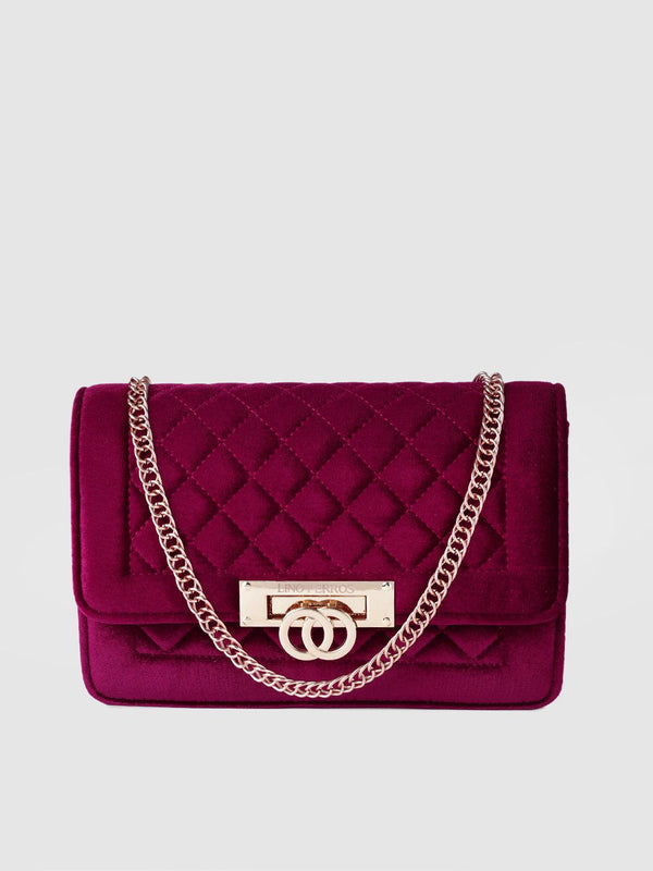 Lino Perros Magenta Quilted Velvet Satchel