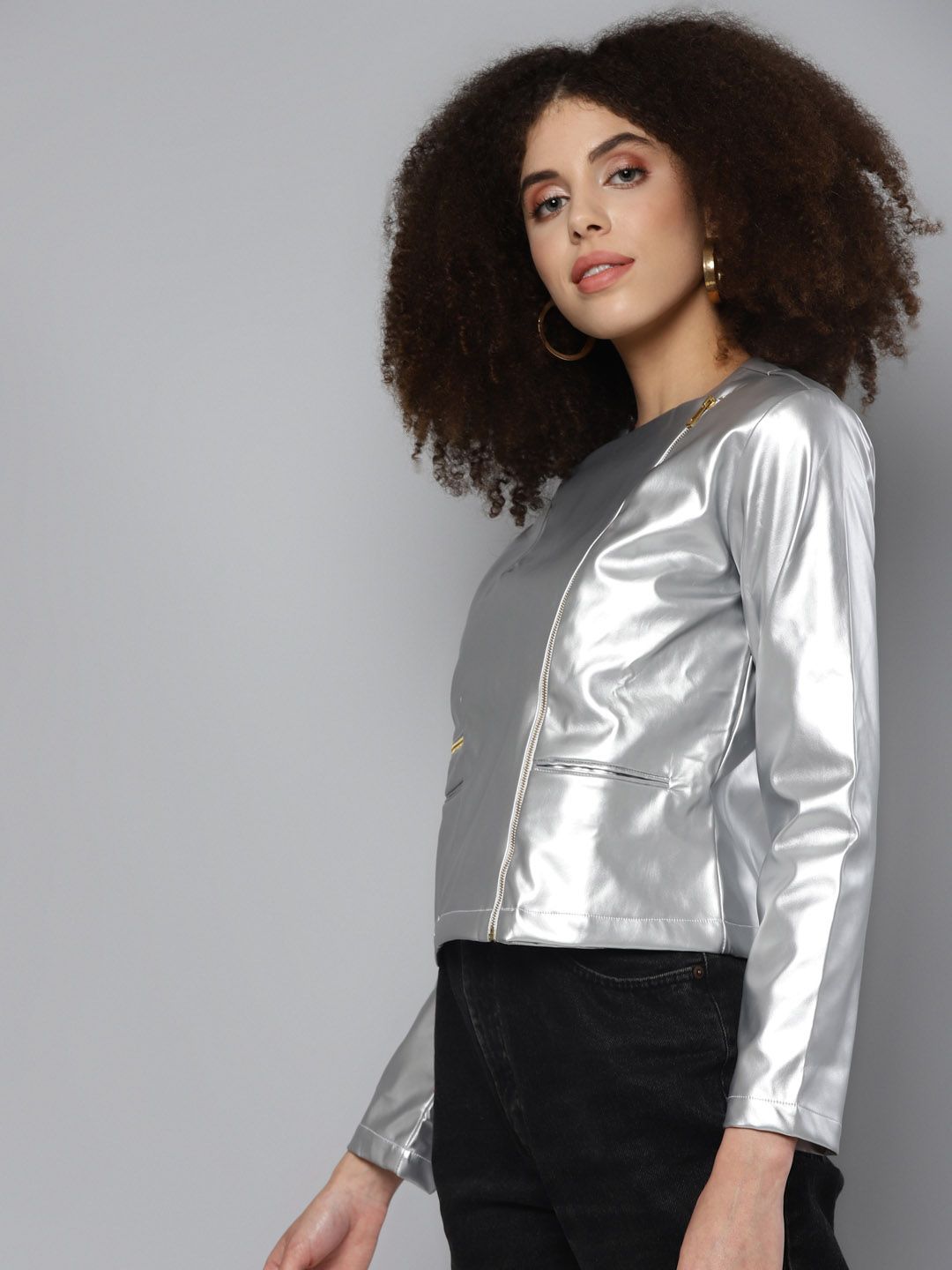 SASSAFRAS Women Silver-Toned Tailored Jacket