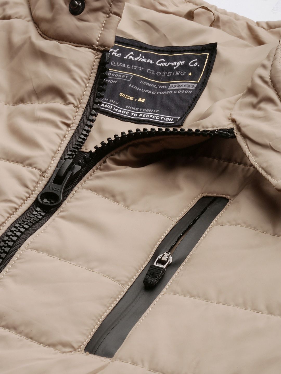 The Indian Garage Co Men Zip-Front Puffer Jacket with Zipper Pockets