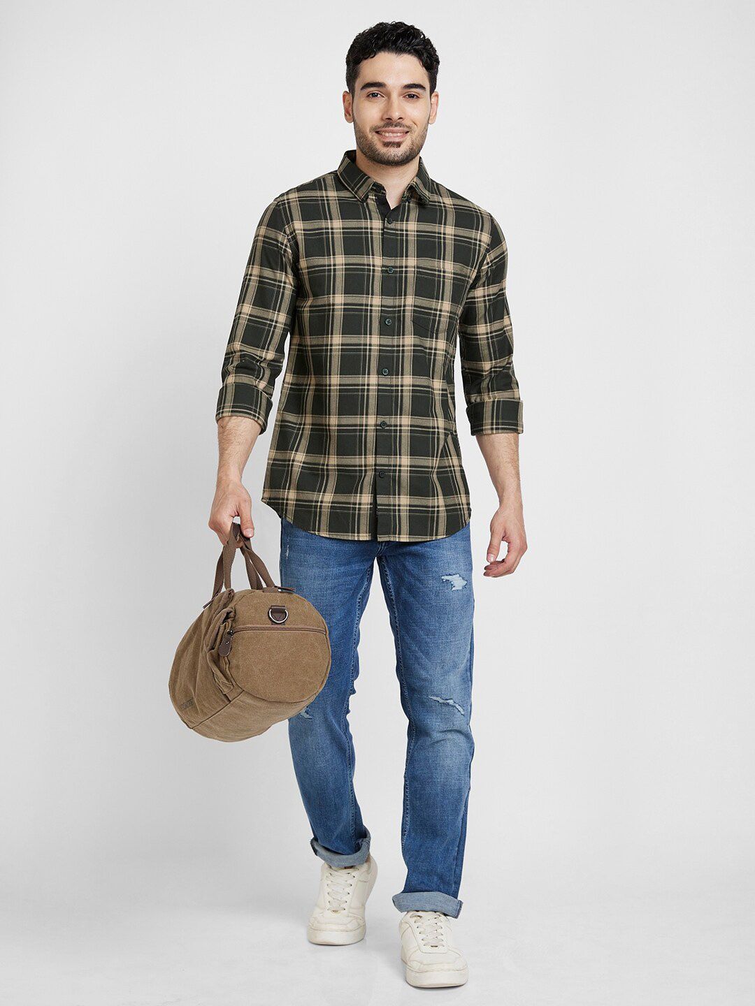 SPYKAR Classic Tartan Checked Cotton Casual Shirt