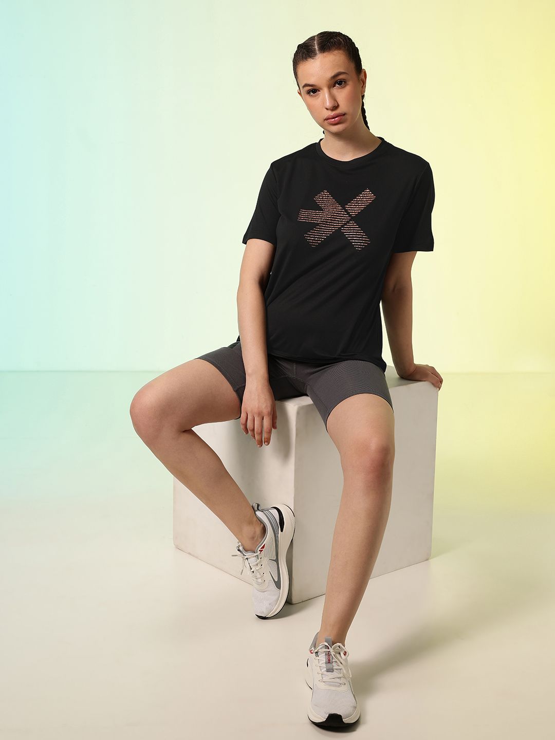 HRX by Hrithik Roshan Brand Logo Printed ACTIVE-GODDESS Rapid Dry Training T-shirt