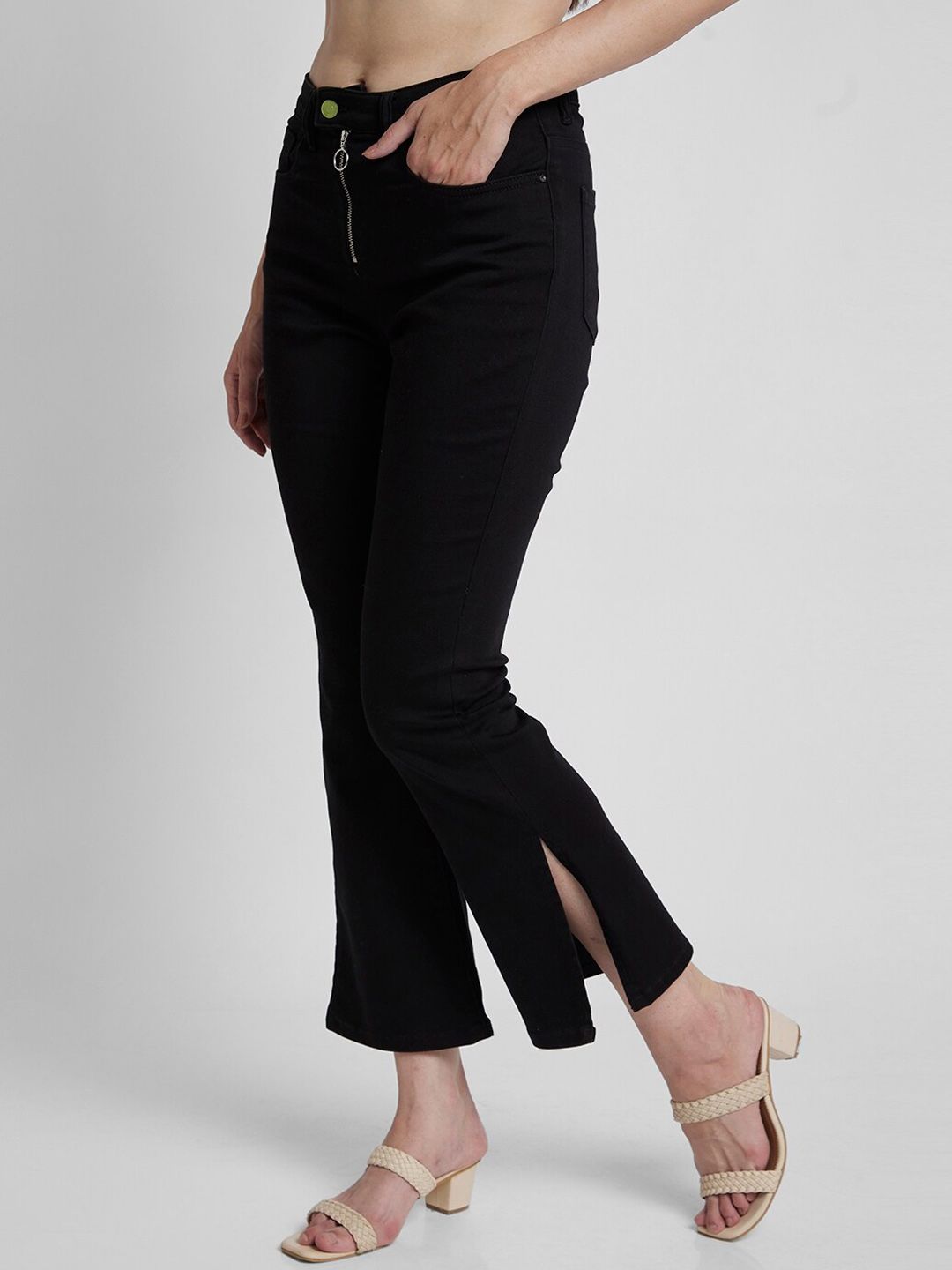 SPYKAR Women Black Elissa Bootcut High-Rise Clean Look Stretchable Jeans