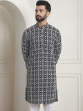 SOJANYA Geometric Printed Mandarin Collar Long Sleeves Cotton Thread Work Kurta