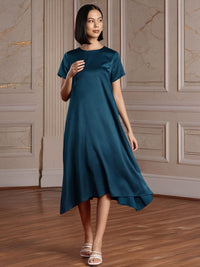 all about you Satin Finish Flared Hem A-Line Midi Dress