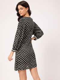 DressBerry Urban Elegance Lace-Ups Striped Sheath Mini Dress