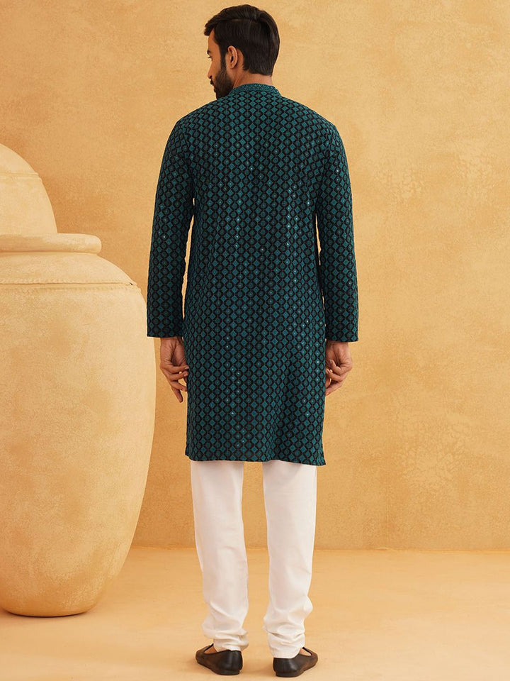 SOJANYA Kurta Kapas Tulen Sulam Bunga Biasa Berlabuci Dengan Churidar