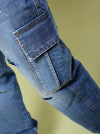 The Indian Garage Co Men Clean Look Mid Rise Cotton Cargo Jogger Jeans