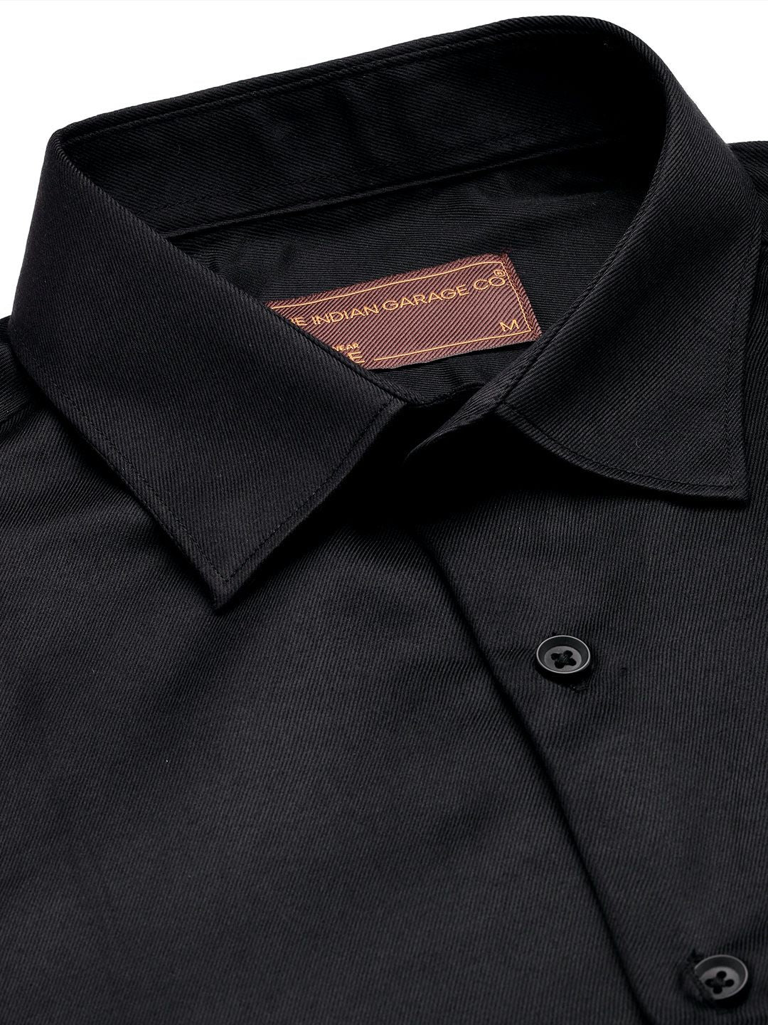 The Indian Garage Co. X Luxe Men Black Slim Fit Opaque Formal Shirt