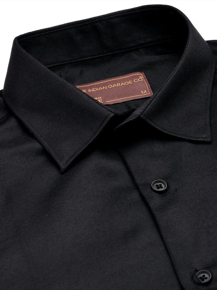 The Indian Garage Co. X Luxe Men Black Slim Fit Opaque Formal Shirt