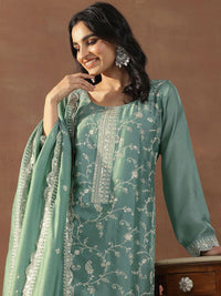 Libas Women Floral Embroidered Regular Sequinned Kurta with Trousers & With Dupatta