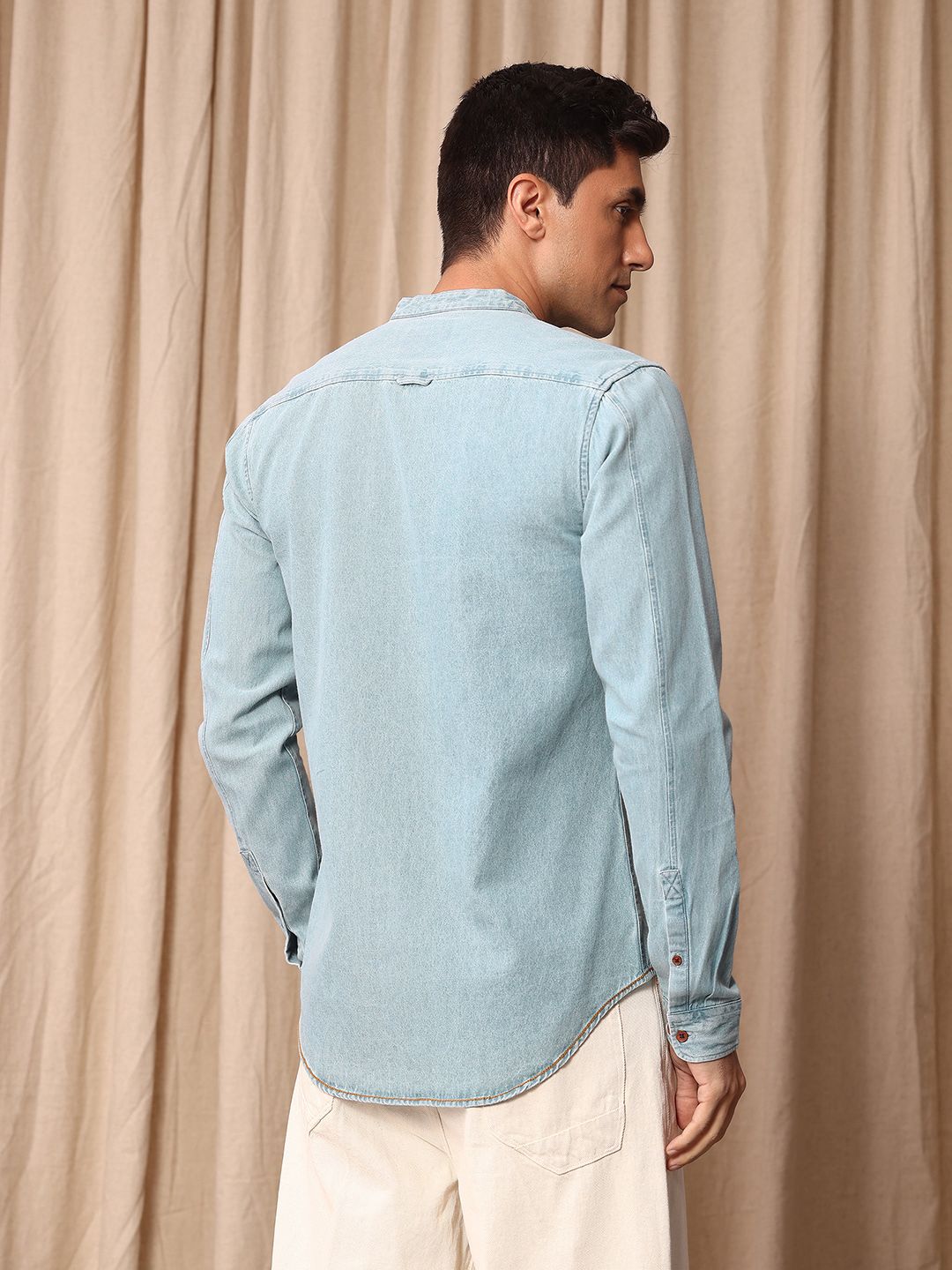 Mr Bowerbird Pure Cotton Tailored Fit Denim Casual Shirt
