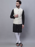 SOJANYA Embroidered Sequined Pure Cotton Kurta With Churidar With Nehru Jacket