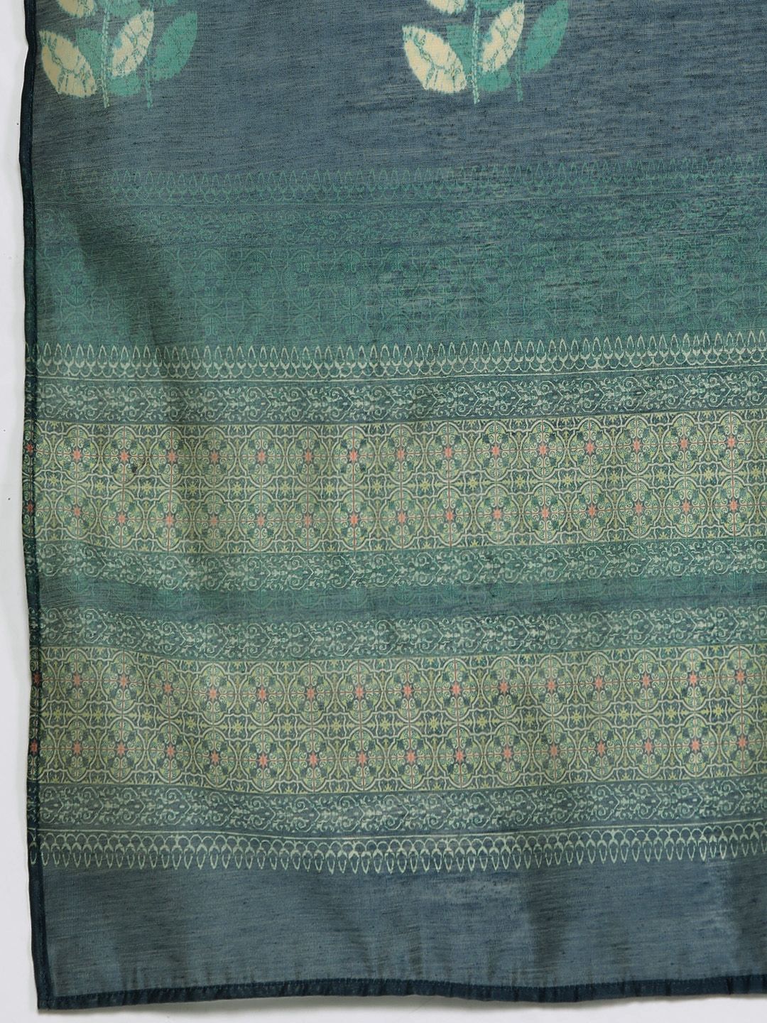 Varanga Sea Green Floral Printed Hand work Kurta with Trousers & Dupatta