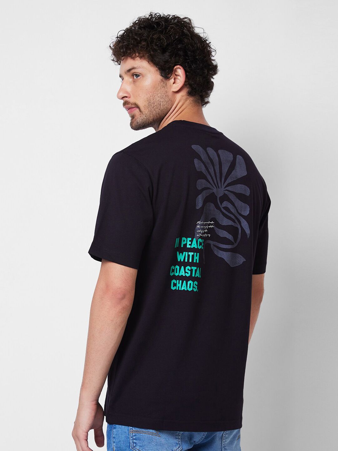 SPYKAR Typography Printed Round Neck Cotton Tshirt