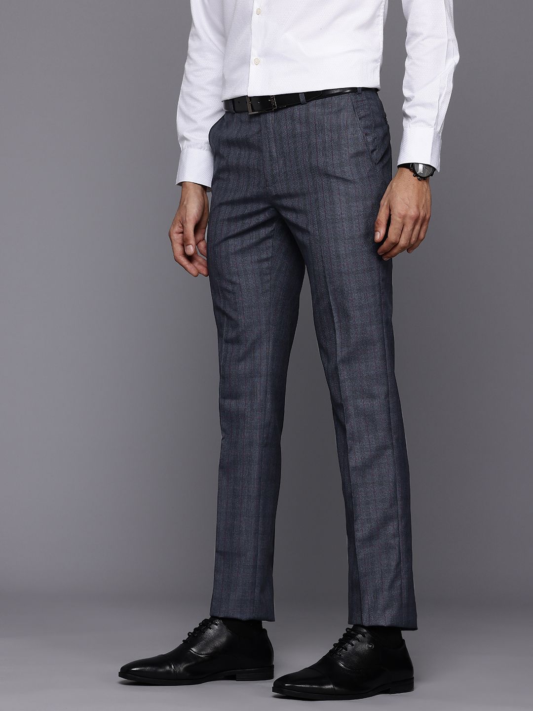 Raymond Men Checked Slim Fit Formal Trousers