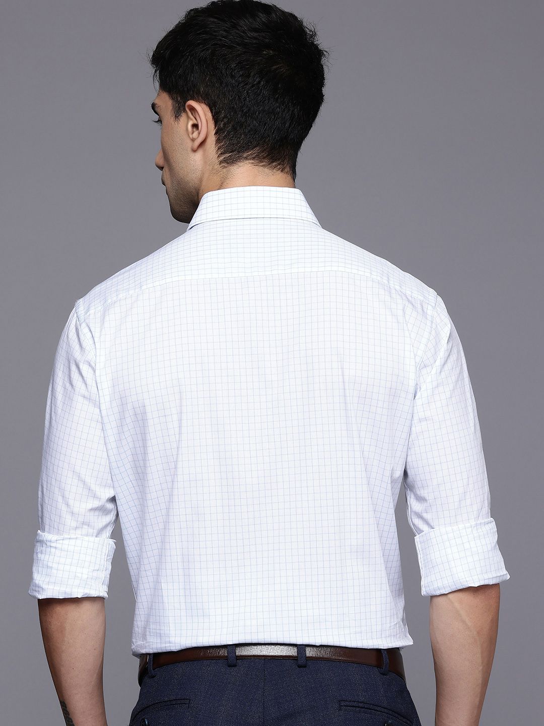 Raymond Slim Fit Micro Checks Pure Cotton Formal Shirt