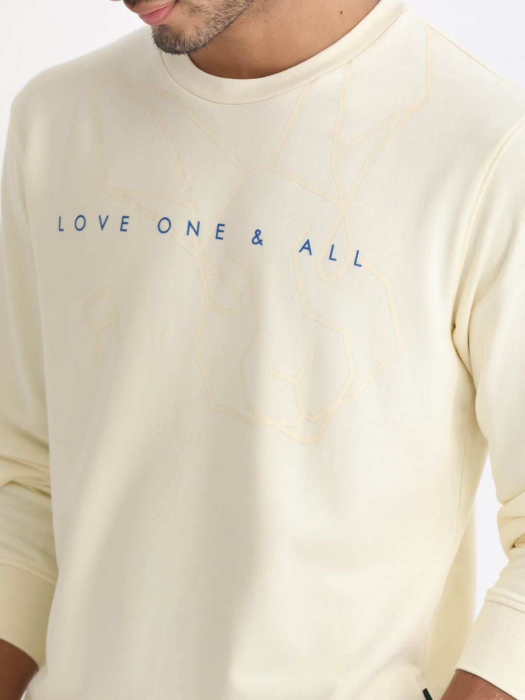 RARE RABBIT Men Bermann Graphic Print Logo Sweatshirt