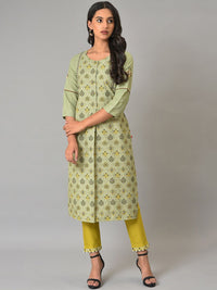 W Ethnic Motifs Printed Thread Work Kurta
