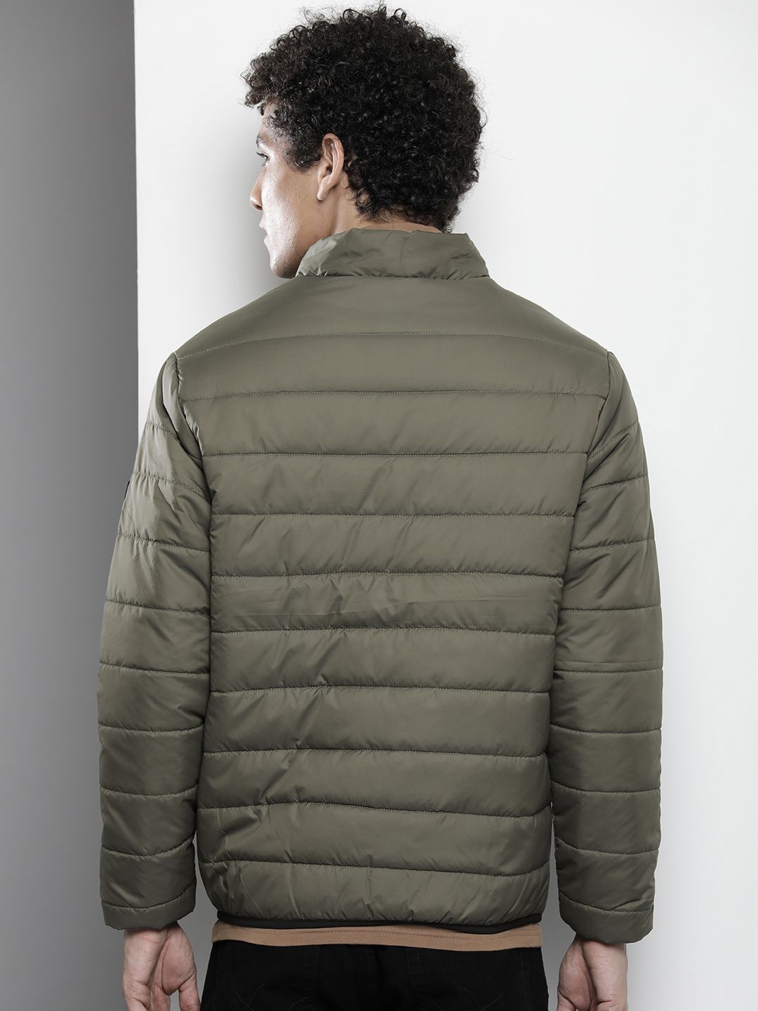 The Indian Garage Co Men Zip-Front Puffer Jacket with Zip Pockets