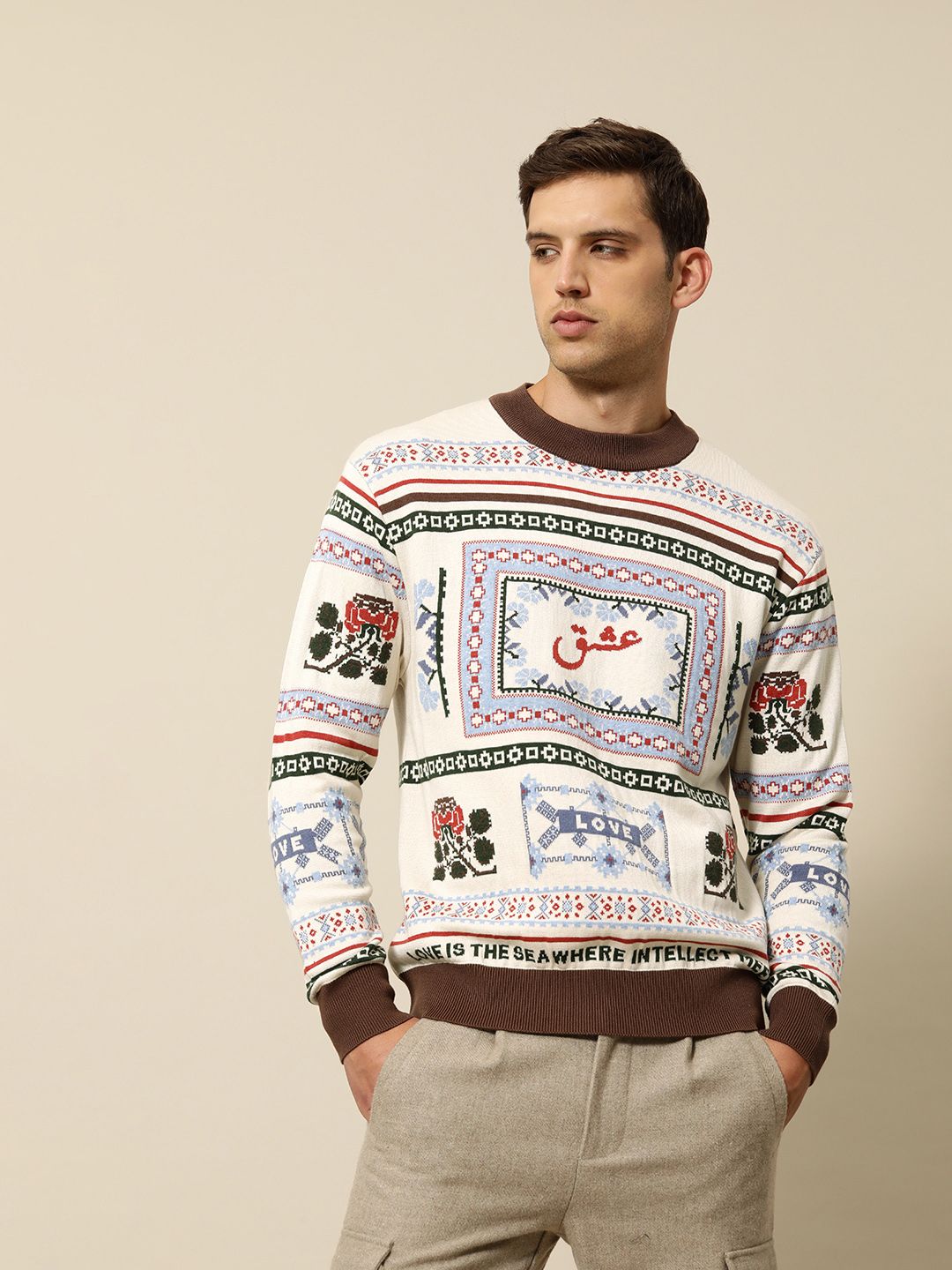 Mr Bowerbird Self Design Premium Love Oversized Fit Pullover Sweater