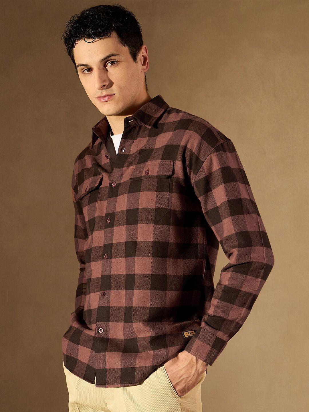 DENNISON Smart Buffalo Checks Cotton Checked Casual Shirt
