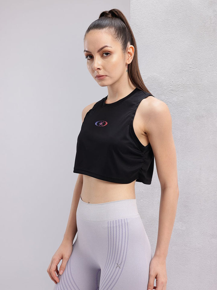 HRX by Hrithik Roshan Ruched Cropped Rapid-Dry Training T-shirt